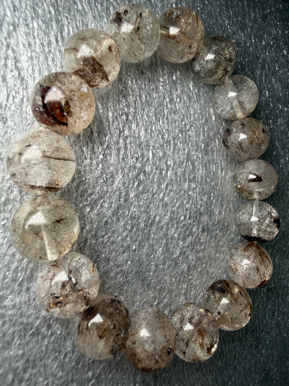 Stunning 12MM Herkimer Diamond Phantom Quartz Natural Crystal Bracelet